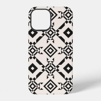 Modern ethnic ornament. Black and white vintage ge iPhone 12 Case