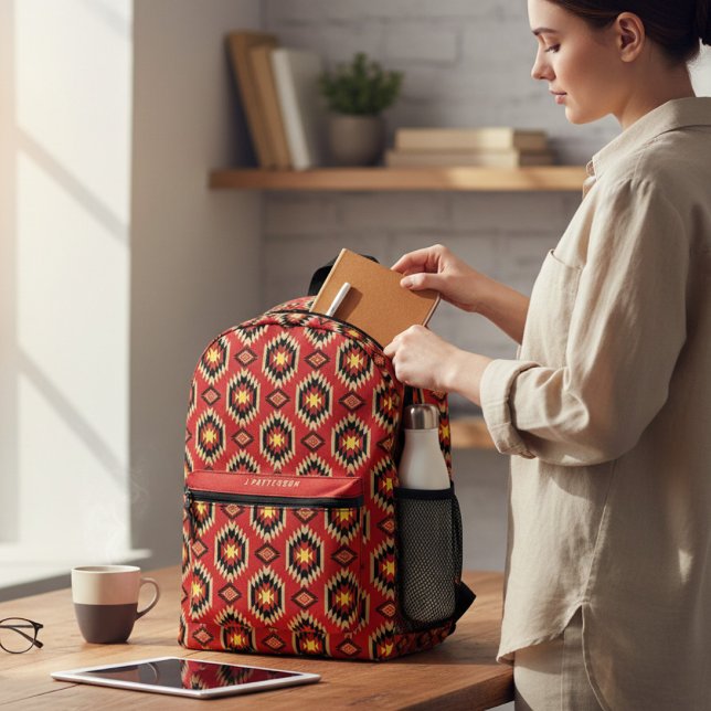 Modern Ethnic Pattern Personalized Name Printed Backpack (Creator Uploaded)