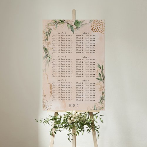 Modern Eucalyptus Abstract Wedding Seating Chart