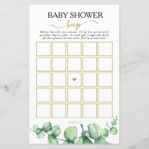 Modern Eucalyptus Balloon Baby Shower Bingo Game