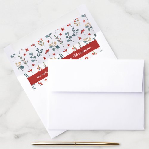 Modern Eucalyptus Berries Christmas Floral Envelope Liner