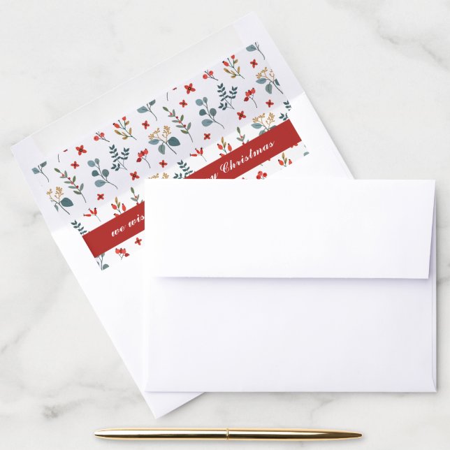 Modern Eucalyptus Berries Christmas Floral Envelope Liner (Desk)