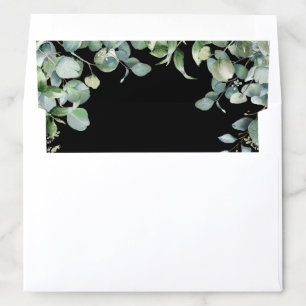 Modern Eucalyptus Black Wedding Envelope Liner