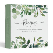 Modern Eucalyptus Botanical Bridal Shower Recipe 3 Ring Binder