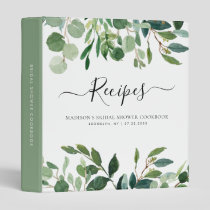 Modern Eucalyptus Botanical Bridal Shower Recipe 3 Ring Binder