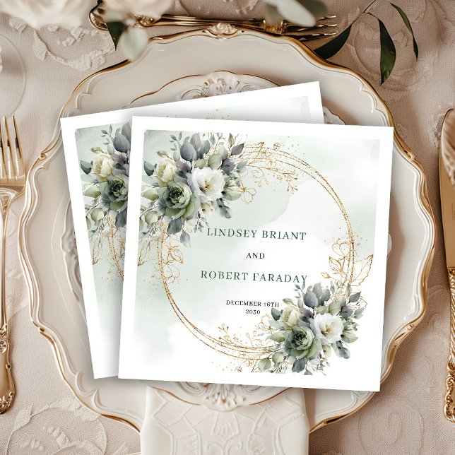 Modern Eucalyptus Botanical Wedding Napkins (Modern Eucalyptus Botanical Wedding Napkins)