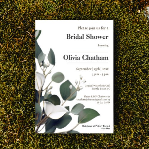Modern Eucalyptus Bridal Shower Invitation