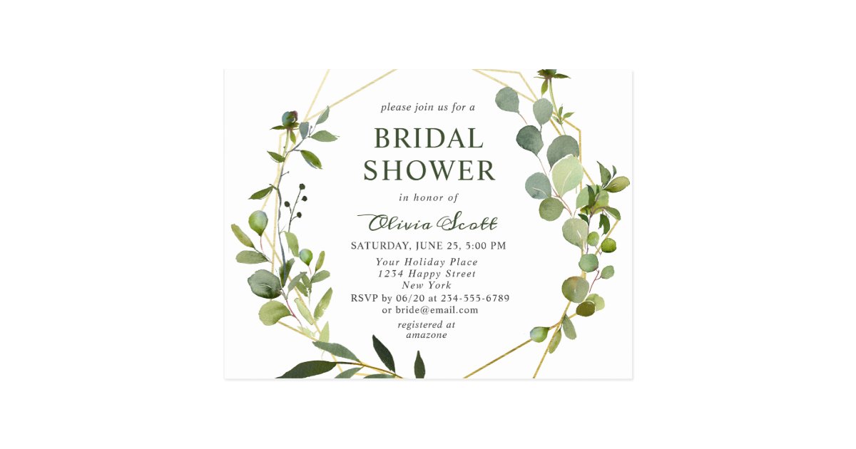 Modern Eucalyptus Bridal Shower Invitation Card