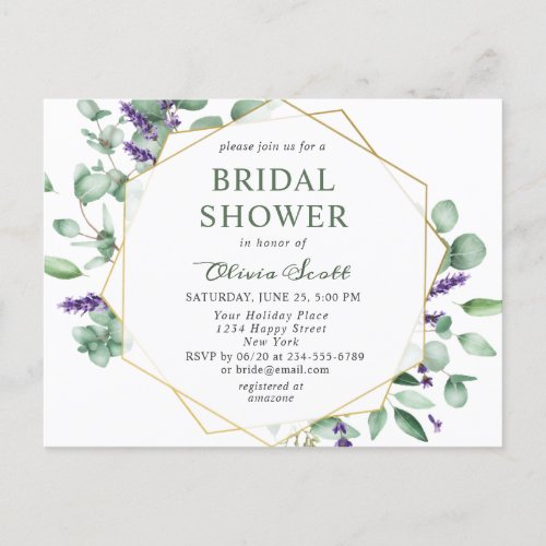 Modern Eucalyptus Bridal Shower Invitation Card