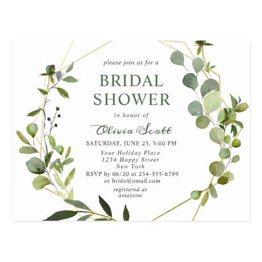 Modern Eucalyptus Bridal Shower Invitation Card
