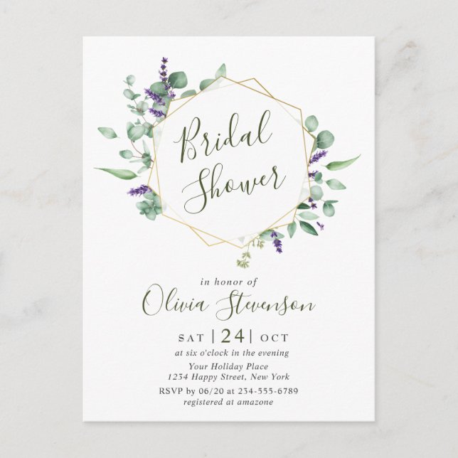 Modern Eucalyptus Bridal Shower Invitation Card (Front)