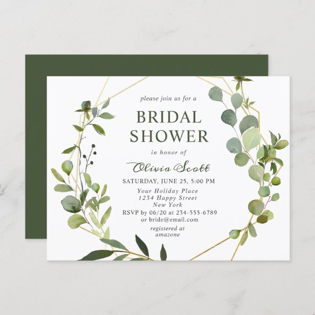 Modern Eucalyptus Bridal Shower Invitation Card (Front/Back)