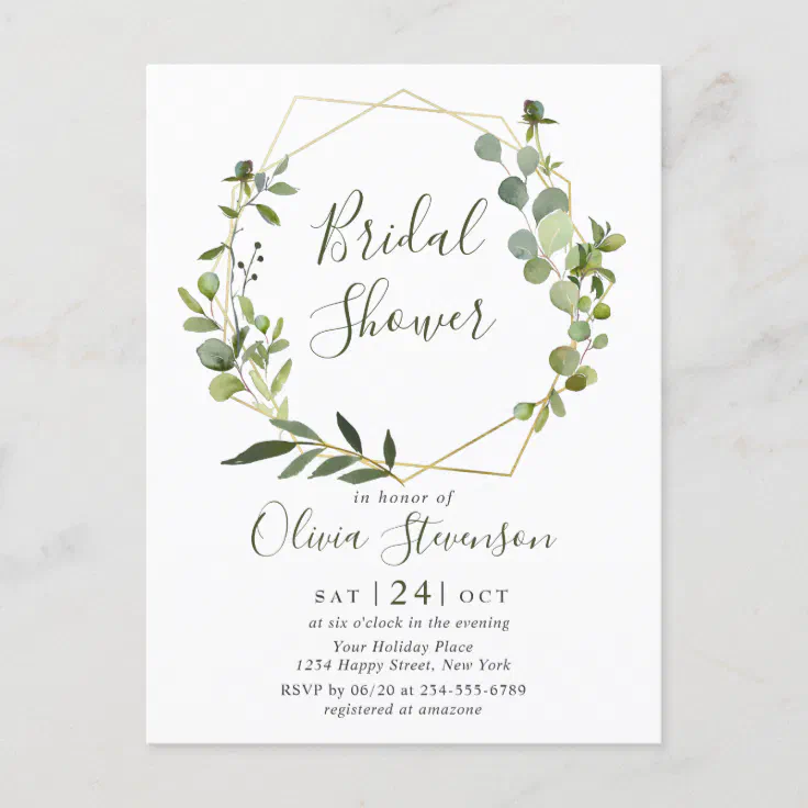 Modern Eucalyptus Bridal Shower Invitation Card Zazzle