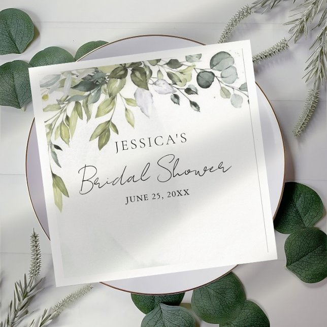 Modern Eucalyptus Bridal Shower Napkins  (Creator Uploaded)