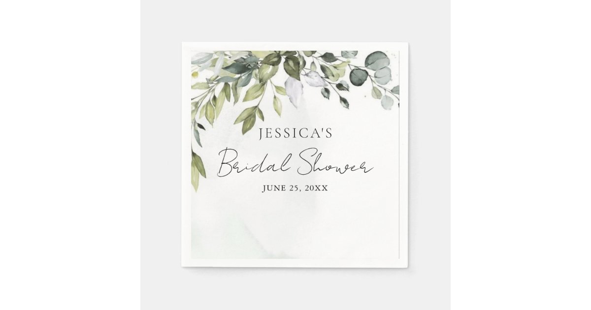 Modern Eucalyptus Bridal Shower Napkins Zazzle