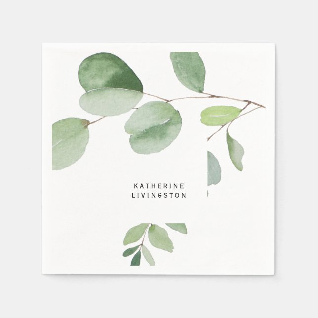 Modern Eucalyptus Bridal Shower  Napkins (Front)
