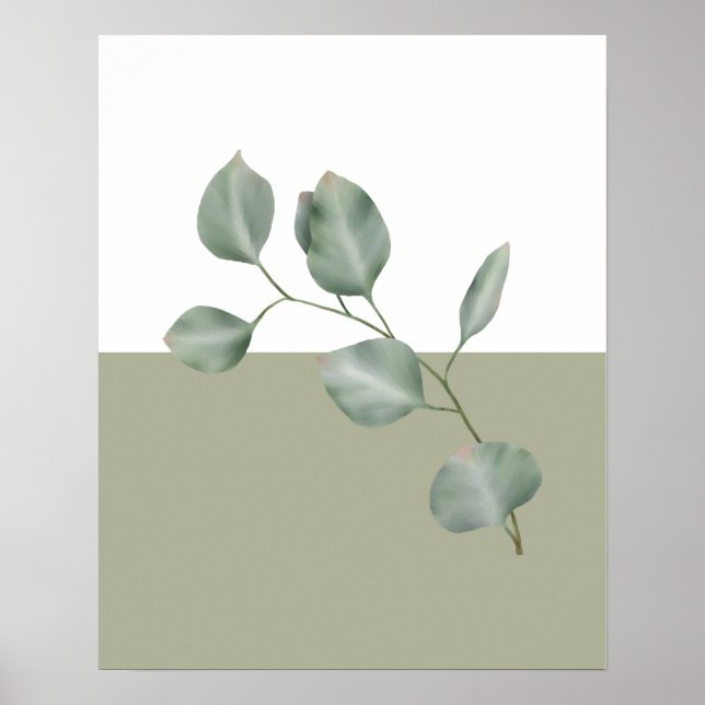 Modern Eucalyptus Colorblock Poster (Front)