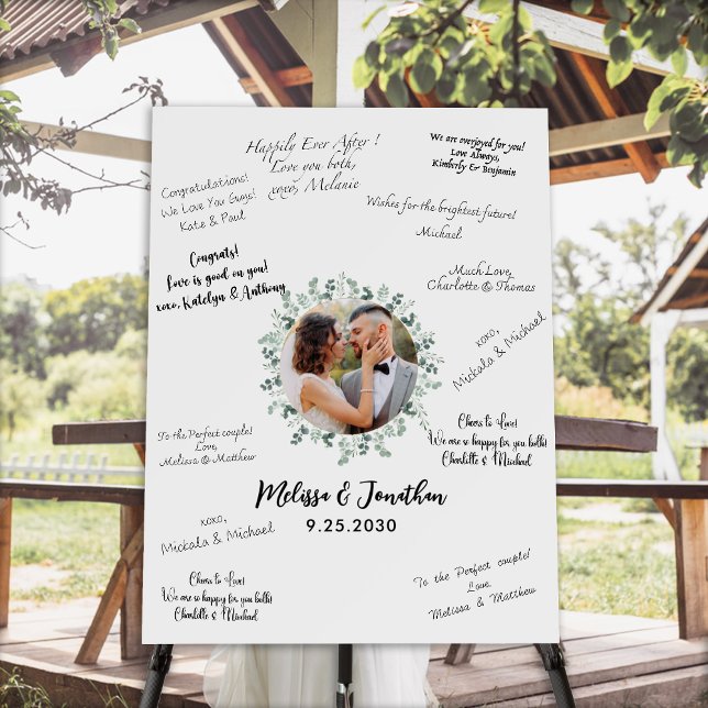 Modern Eucalyptus Custom Photo Wedding Guest Book Foam Board (Creator Uploaded)
