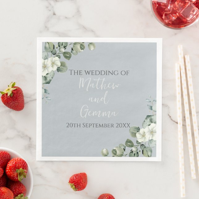 Modern Eucalyptus Design Wedding Paper Dinner Napkins (Insitu)