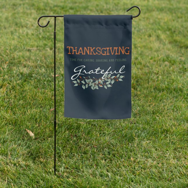 Modern Eucalyptus Feeling Grateful Garden Flag (In SItu)