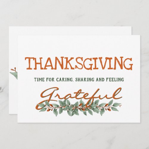 Modern Eucalyptus Feeling Grateful Thanksgiving  Holiday Card