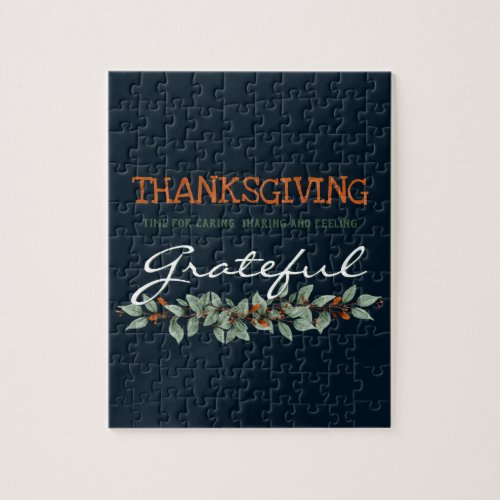 Modern Eucalyptus Feeling Grateful Thanksgiving Jigsaw Puzzle