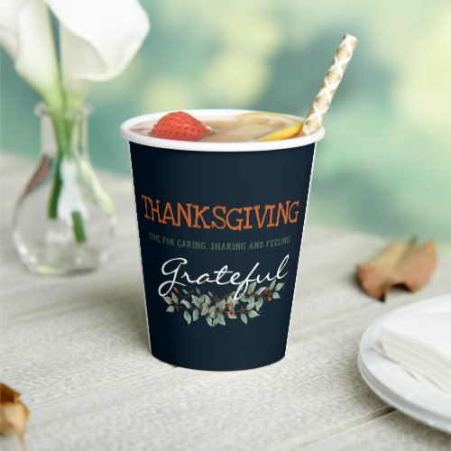 Modern Eucalyptus Feeling Grateful Thanksgiving  Paper Cups