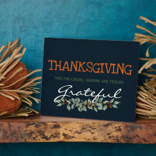 Modern Eucalyptus Feeling Grateful Thanksgiving  Plaque