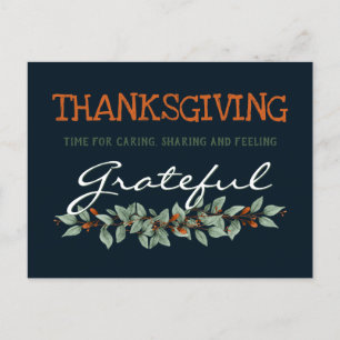 Modern Eucalyptus Feeling Grateful Thanksgiving  Postcard