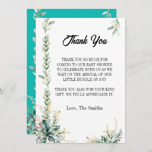 Modern eucalyptus floral baby shower thank you invitation