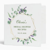 Modern Eucalyptus Floral Bridal Shower Recipe 3 Ring Binder (Front/Inside)