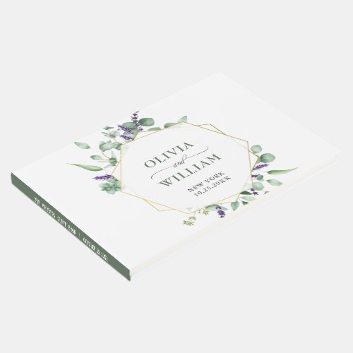 Modern Eucalyptus Floral Geometric Frame Wedding Guest Book