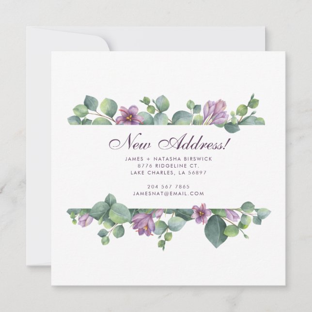 Modern Eucalyptus Floral Greenery Moving Announcement (Front)