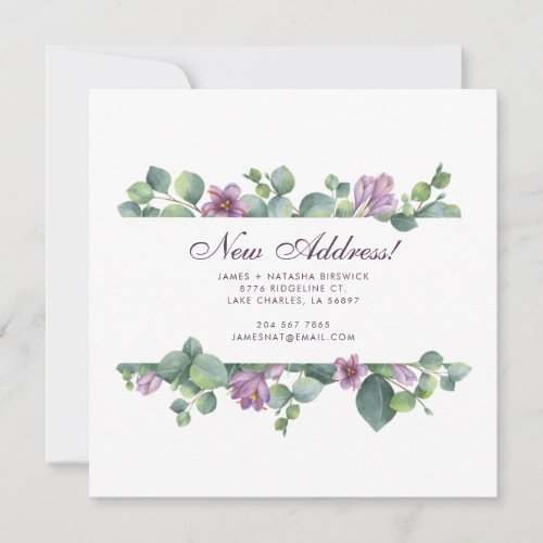 Modern Eucalyptus Floral Greenery Moving Announcement