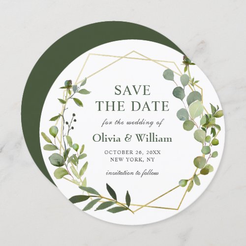 Modern Eucalyptus Floral Wedding SAVE THE DATE Invitation