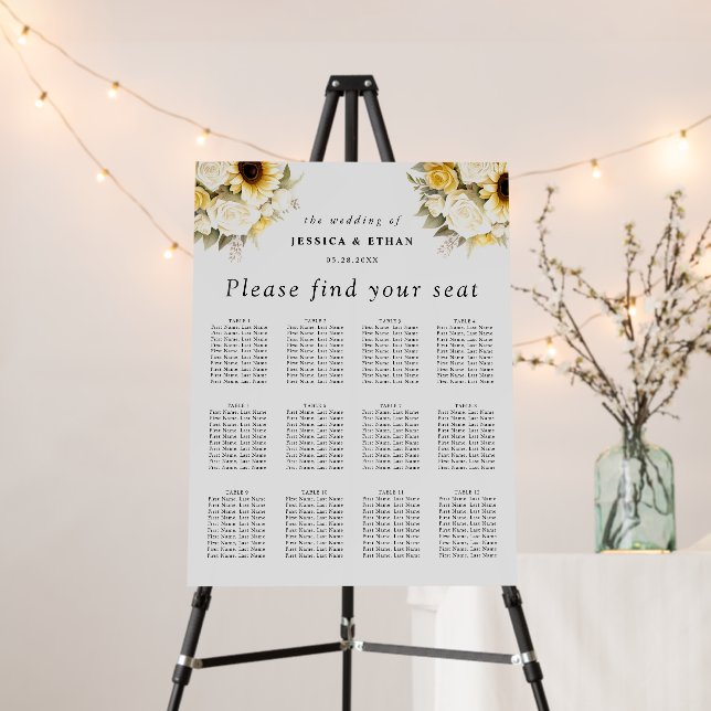 modern Eucalyptus Floral Wedding Seating Chart Foam Board (In Situ (Stand))