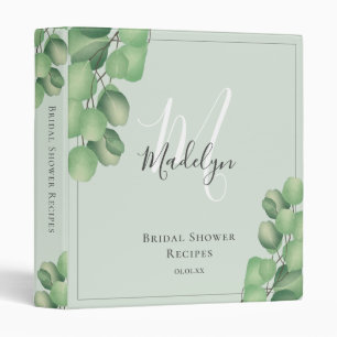 Modern Eucalyptus Foliage Bridal Shower Recipe 3 R 3 Ring Binder