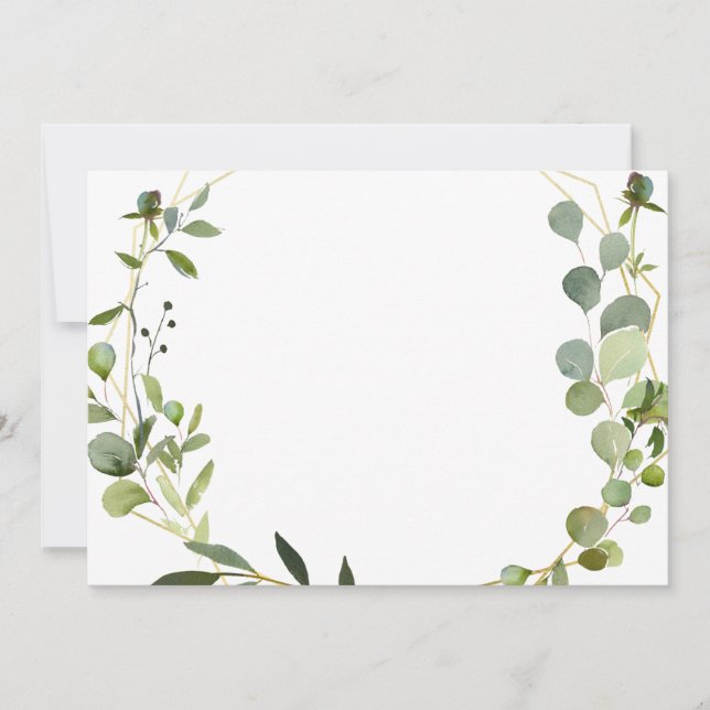 Modern Eucalyptus Foliage Geometric Frame Note Card (Front)