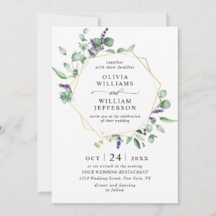 Modern Eucalyptus Foliage Geometric Frame Wedding Invitation