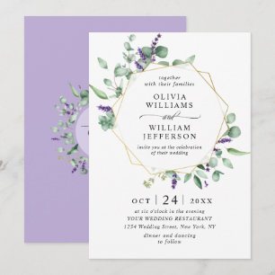 Modern Eucalyptus Foliage Geometric Frame Wedding Invitation