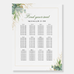 Modern Eucalyptus Foliage Greenery Seating Chart Foam Board