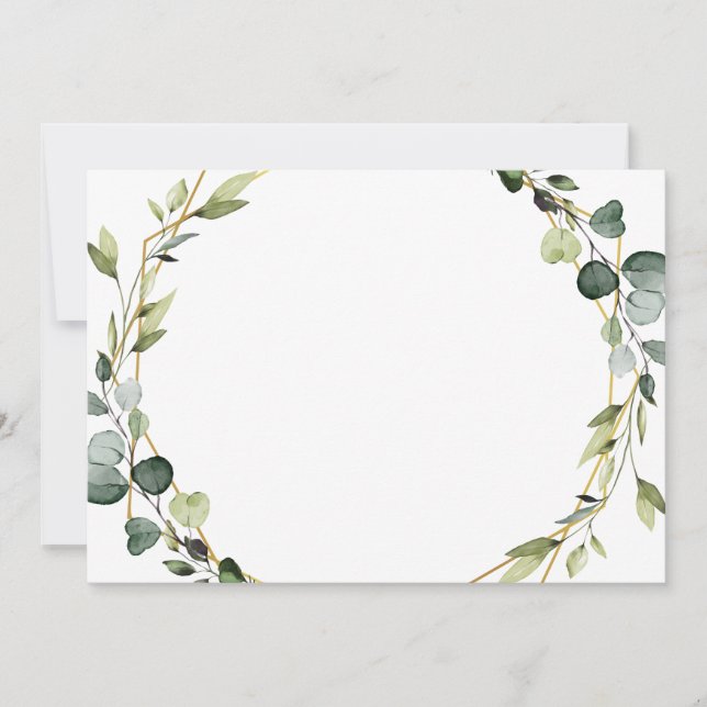 Modern Eucalyptus Foliage Wreath Frame Boho Note Card (Front)