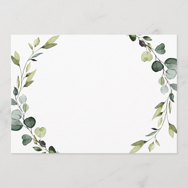 Modern Eucalyptus Foliage Wreath Frame Note Card (Front)