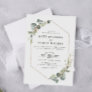 modern eucalyptus frame wedding invitation