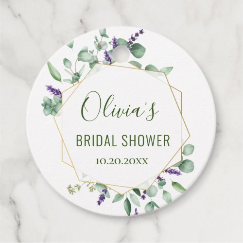 Modern Eucalyptus Geometric Frame Bridal Shower Favor Tags