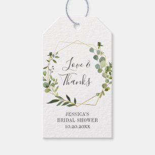 Modern Eucalyptus Geometric Frame Bridal Shower Gift Tags