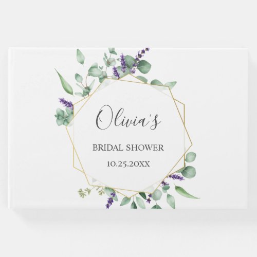 Modern Eucalyptus Geometric Frame Bridal Shower Guest Book