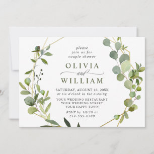 Modern Eucalyptus Geometric Frame COUPLE SHOWER Invitation