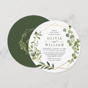 Modern Eucalyptus Geometric Frame COUPLE SHOWER Invitation