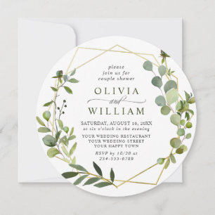 Modern Eucalyptus Geometric Frame COUPLE SHOWER Invitation